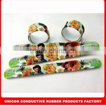 Custom silicone slap bracelet/silicone slap band with printing logo