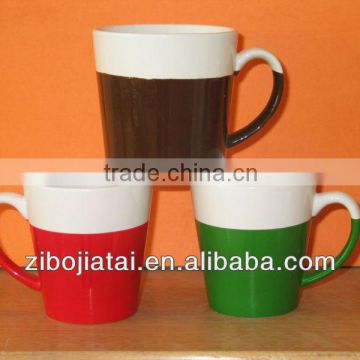 Two Tone Color Glazed Ceramic Funnel Mug