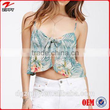 Chinese Manufacturer OEM Butterfly Tie Latest Summer Floral crop top