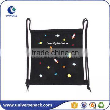 China manufacture backpack black cotton casual bag with drawstring for gym