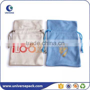 Customized logo drawstring microfiber pouches for eyeglasses