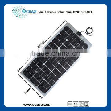 75w 12v semi flexible solar panel for RV boat marine