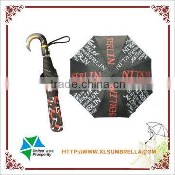 Advertisement transparent handle 2 folding OEM umbrella