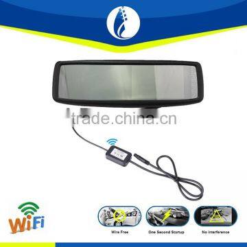 4.3inch non interference touch panel wifi Car dvr bluetooth mirror with gps reversing camera