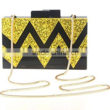 New products black acrylic box clutch bag