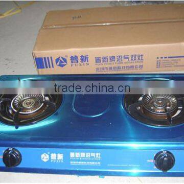 Table Stainless Panel Double Burner Biogas Stove