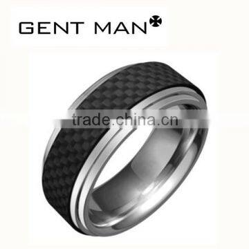 Latest Coolman black carbon fiber tungsten rings men jewelry