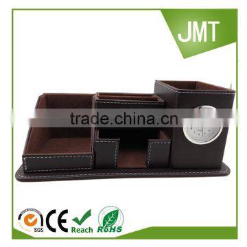 High-end multi-functional creative leather pen container business card holder