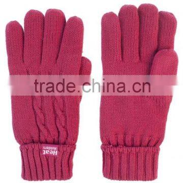 fashion unisex wholesale custom knit cable fleece lined glove