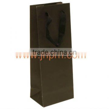 Brown printed varnishing small art paper wine bags for 1 bottle