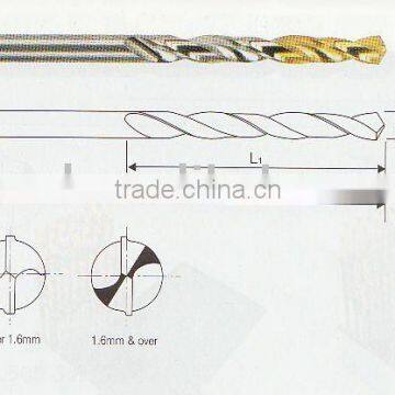 Gold-P coated drill HSS Co8 straight shank regular length JIS