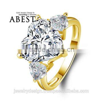 Big 5.0 Carat Heart Shape Stone Ring 10K Yellow Gold Micro Pave Setting Simple Wedding Ring Lady's Fashion Jewelry Ring