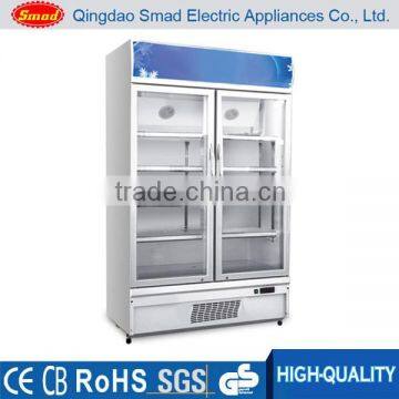Two doors vertical beverage display exhibitor for commercial use
