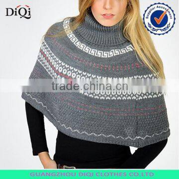 Latest Design Womens Winter Knitted Chunky Poncho Sweater