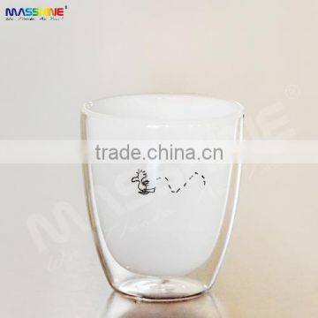 Funny Manufacturer Mouthblown Borosilicate Double Wall Drinkware Glass With Doodles