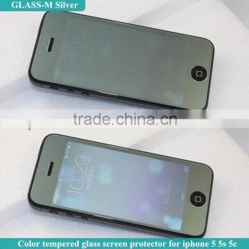 Color silver mirror screen protector for iphone 5 5s 5c glass-m tempered glass