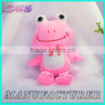 2016 Custom Cute Pink Frog Plush Toys With Bow-tie