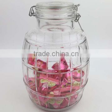 Big Capacity Glass Storage Jar with Glass Lid, Glass Hermetic Clip Jar, Glass Cookie Jar