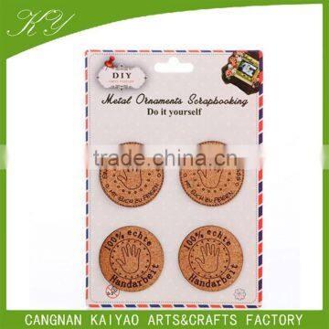 Customized 3d cork wood label sticker printing for home decoration