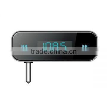 fm transmitter mobile phone support and mini design with 3.5mm audio jack and LCD displays