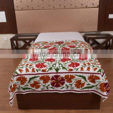 Indian Handmade Suzani Bedspread Cotton Ethnic Wall Hanging Tapestry Uzbek Embroidery Bedding