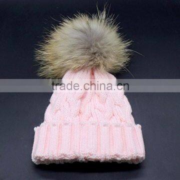 Wholesale New Arrival Custom Raccoon Fur Ball Kid Beanie Hat photo-4