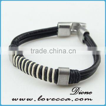 Wholesale cheap engraved braided leather bracelet with fashion charm and stainless steel buckle