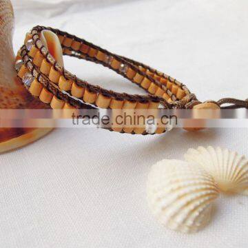 Elegant Velvet Double Wrap Leather Bracelet photo-2