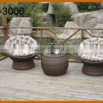 3PCS Rattan Swivel Sofa Chair Set