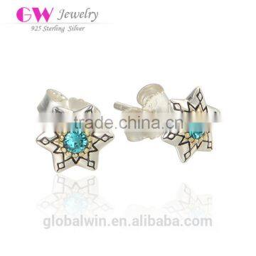 Fashion Earring Jewelry 2015 Snowflake Zircon Beads Sterling Silver Earrings