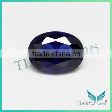 Manufacturer china mass stock 6*8mm oval cut 34# synthetic corundum blue sapphire beads