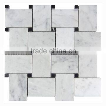 Basketweave carrara white mosaic floor room tiles