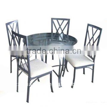 Steel tube and tempered glass dining set