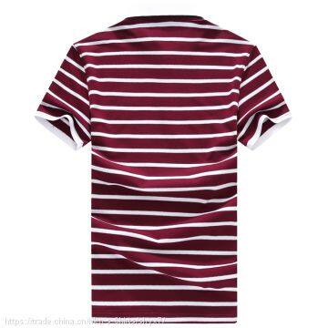 Men's T-shirt T-shirt Lapel Burst Men's Summer Business New Stripe Short Sleeved Polo Shirt photo-2