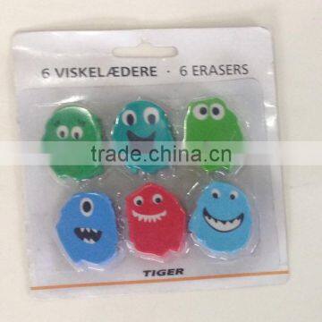 monster smiling face shaped erasers set