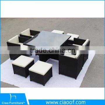 Современный стильный наружный мебельный комплект из плетеного винограда для обедения. Низкокостный набор photo-3