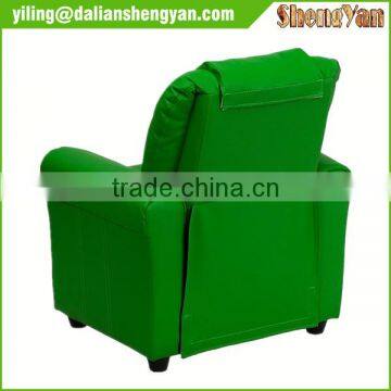 Contemporary Green Vinyl Kids Recliner With Cup Holder and Headrest photo-4