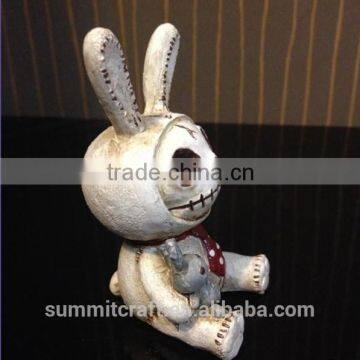 Resin Creepy Geek Style Rabbit Skull Figurine photo-2