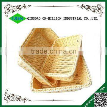 Rectangular Hand Weaving Plastic Rattan Basket for Bread photo-4
