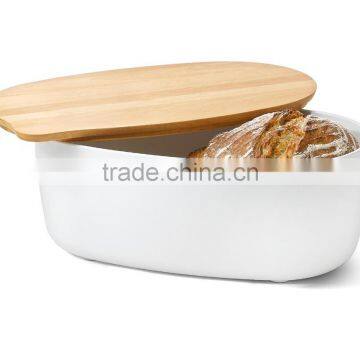 Bread storage container with wooden lid/food container with wooden lid