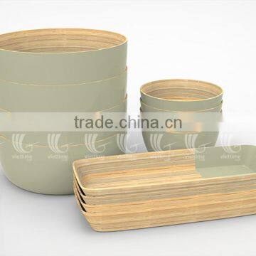 Lacquer Bamboo Salad Bowls, Spun Bamboo Trays photo-4
