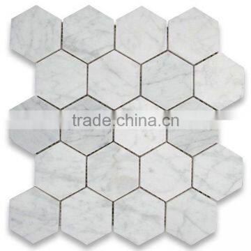MM-CV256 Hot Product Indoor Design Natural White Hexagon Marble and Stone Mosaics Tiles photo-2