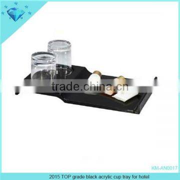 2015 TOP grade black acrylic cup tray for hotel