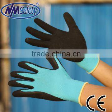 NMSAFETY 13 guage cheap nylon latex coated safety gloves