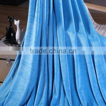 Portable Travel Sky Blue Super Soft Solid Flannel Blanket photo-3