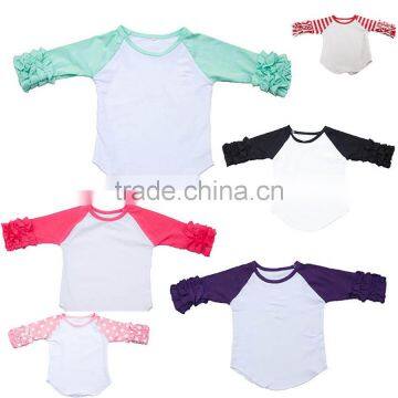 Icing adult long sleeve games Toddler Football Team School Spirit kids Baseball Tee Wholesale baby Girls ruffle raglan