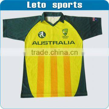 custom stripe cricket jersey digital print short sleeves manufacturer