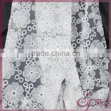 White flower embroidery lace organza fabric, elegant swiss lace fabric for dress