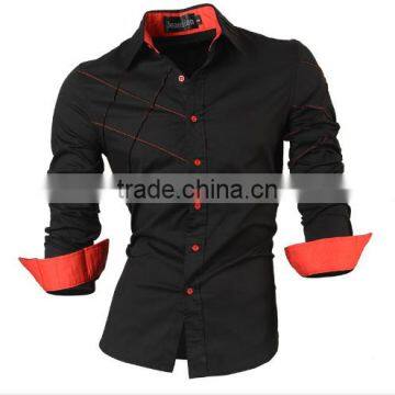 2016 New Fashion Men Long Sleeve Casual Slim Cotton Dress Shirts