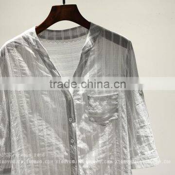 GZY White Linen Fabric for Shirt Long Sleeve Stock Export China 2017 Wholesal Guangzhou Comfortable and Causal Model photo-4